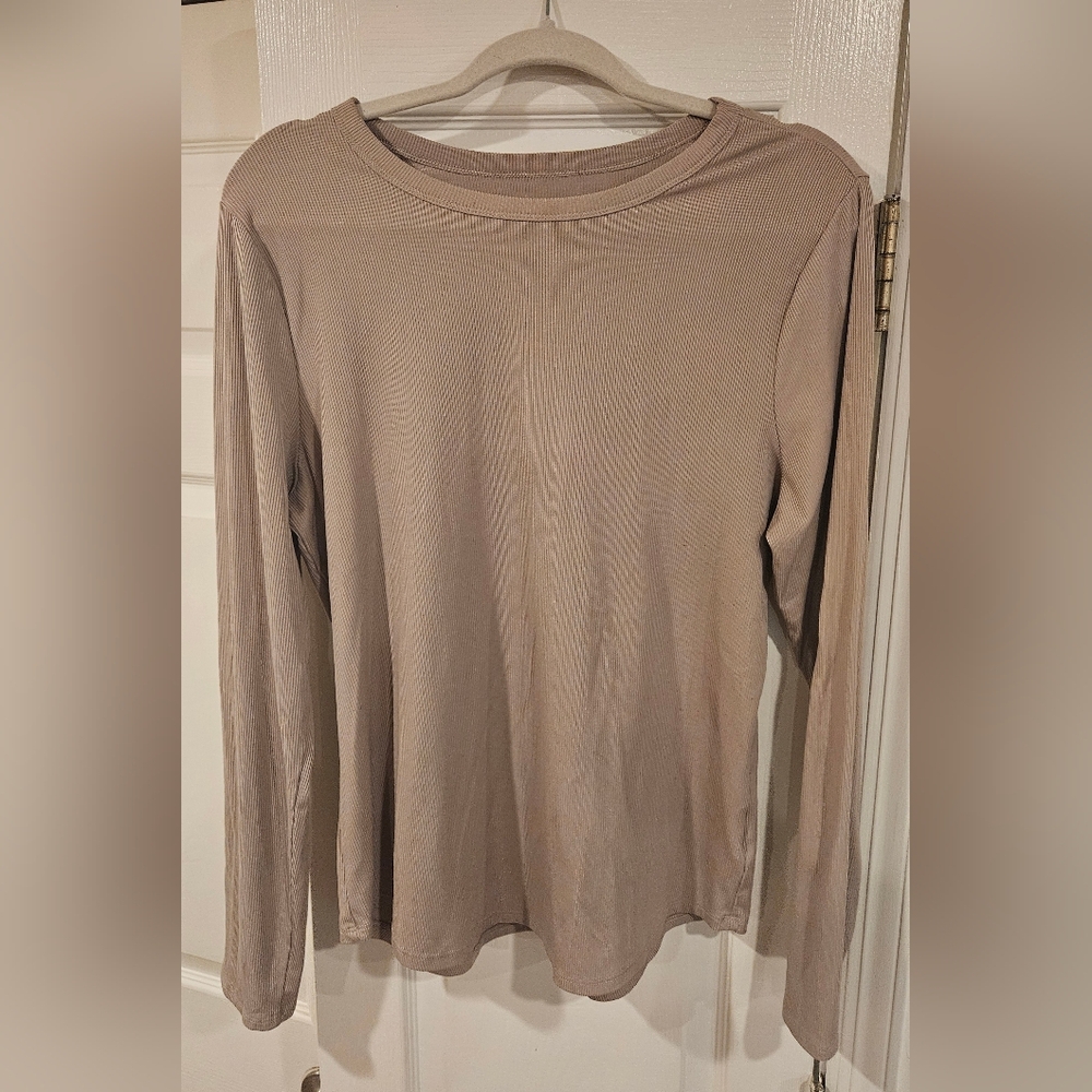 No Boundaries Taupe Ribbed Top
